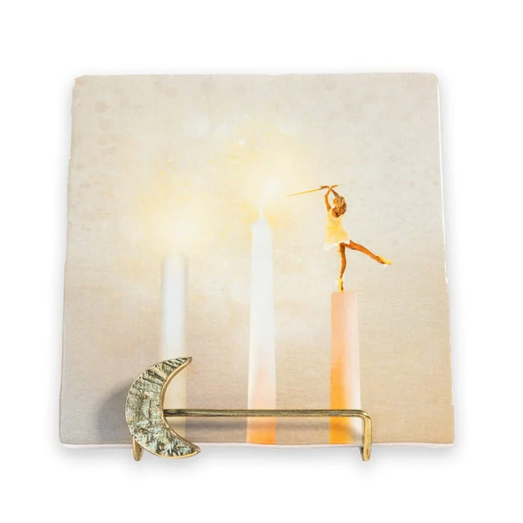 Support sur pied doré - Lune