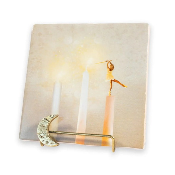 Support sur pied doré - Lune