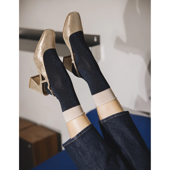 Chaussettes à paillettes - Electro Bleu Nuit