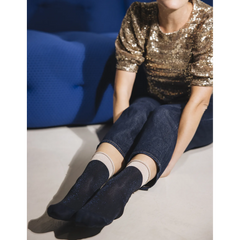 Chaussettes à paillettes - Electro Bleu Nuit