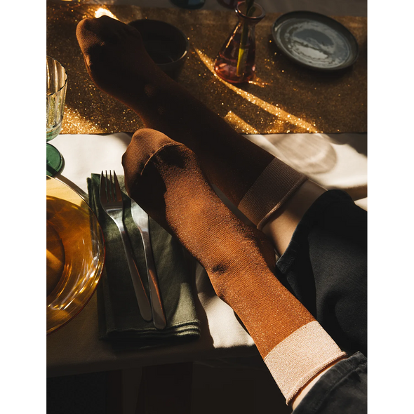 Chaussettes à paillettes - Boogie-Woogie Marron