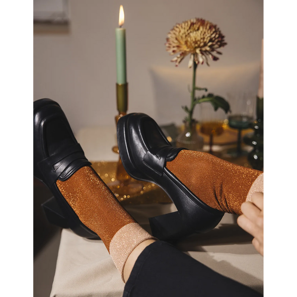 Chaussettes à paillettes - Boogie-Woogie Marron