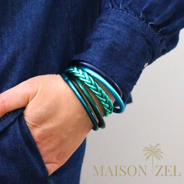 Bracelet Jonc Bouddhiste Mantra - Vert anglais