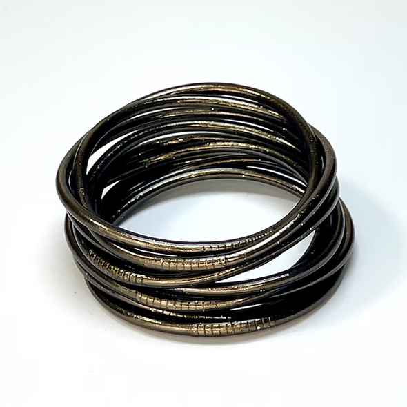 Bracelet Jonc Bouddhiste Fin - Noir