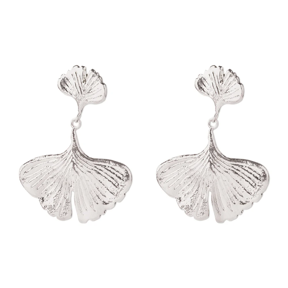 Boucles d'oreilles Longévité Ginkgo - Plaquées argent