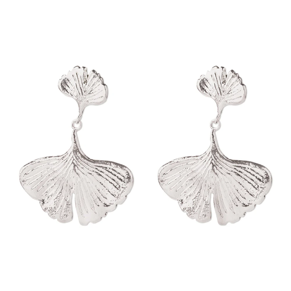 Boucles d'oreilles Longévité Ginkgo - Plaquées argent