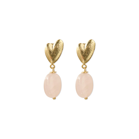 Boucles d'oreilles Céleste Quartz rose - Plaqué or