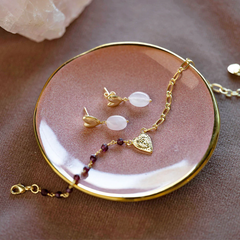 Boucles d'oreilles Céleste Quartz rose - Plaqué or