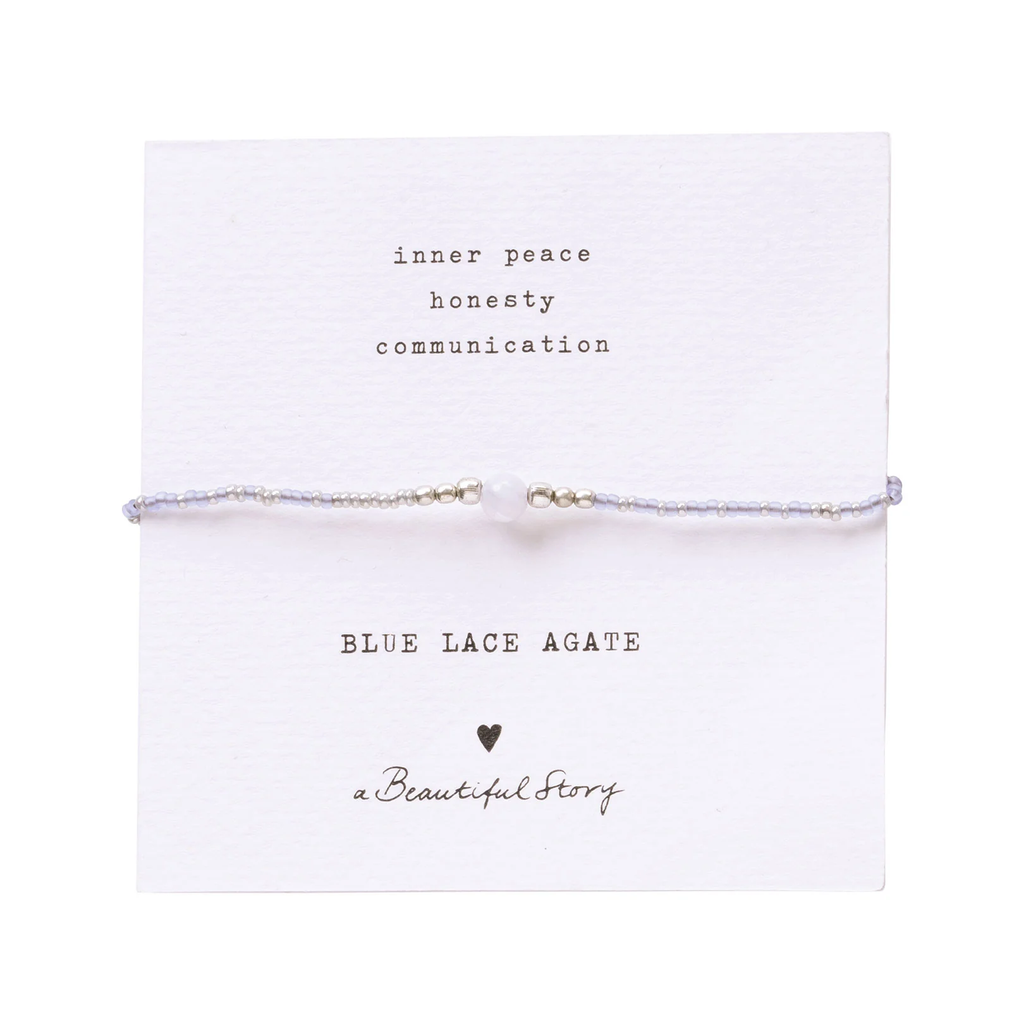 Bracelet Iris Agate dentelle bleue - argenté