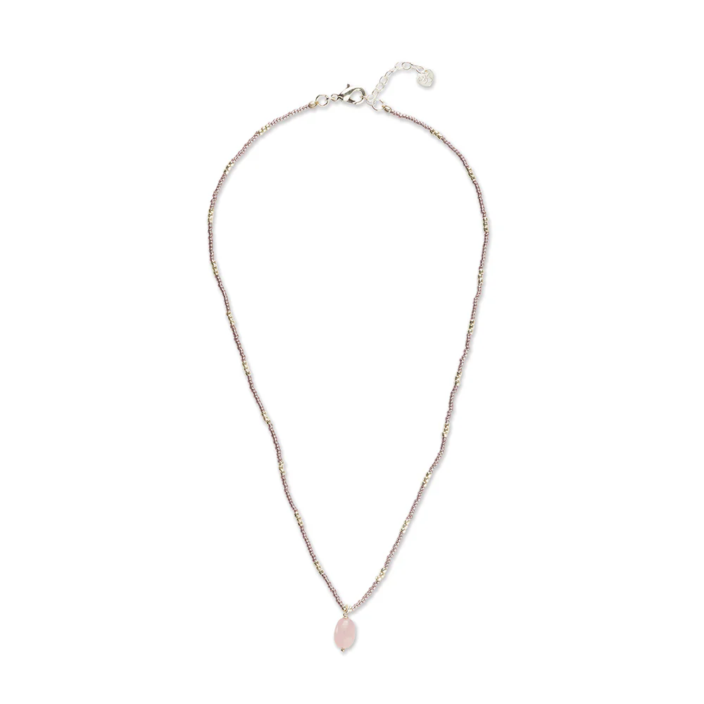 Collier Quartz rose - argenté