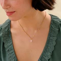 Collier Quartz rose - doré