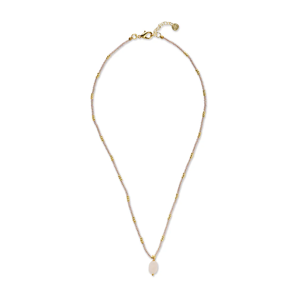 Collier Quartz rose - doré