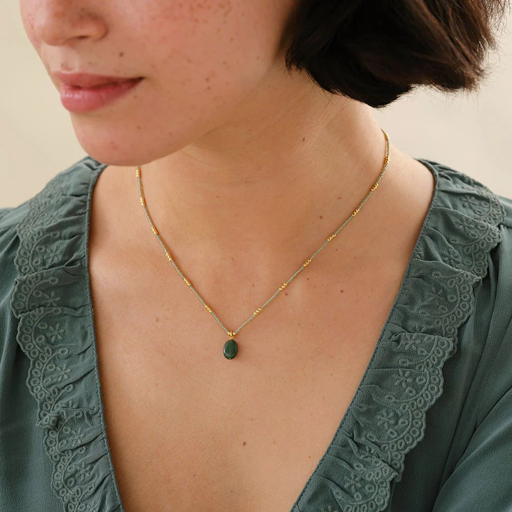Collier Aventurine - doré