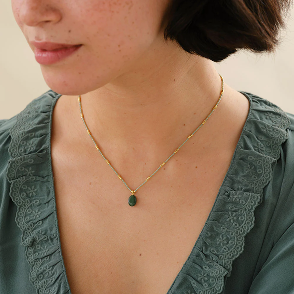 Collier Aventurine - doré