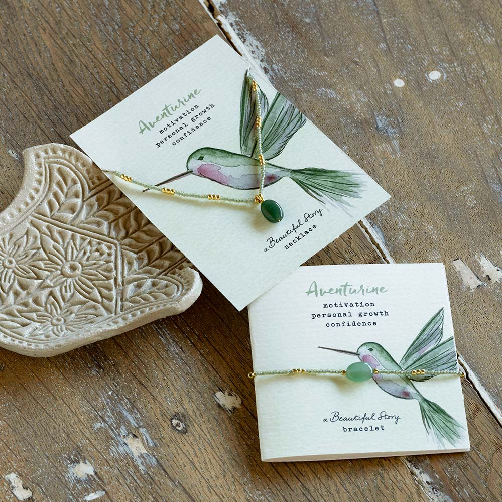 Collier Aventurine - doré