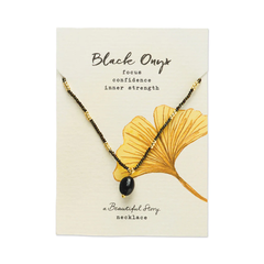 Collier Onyx noir - doré