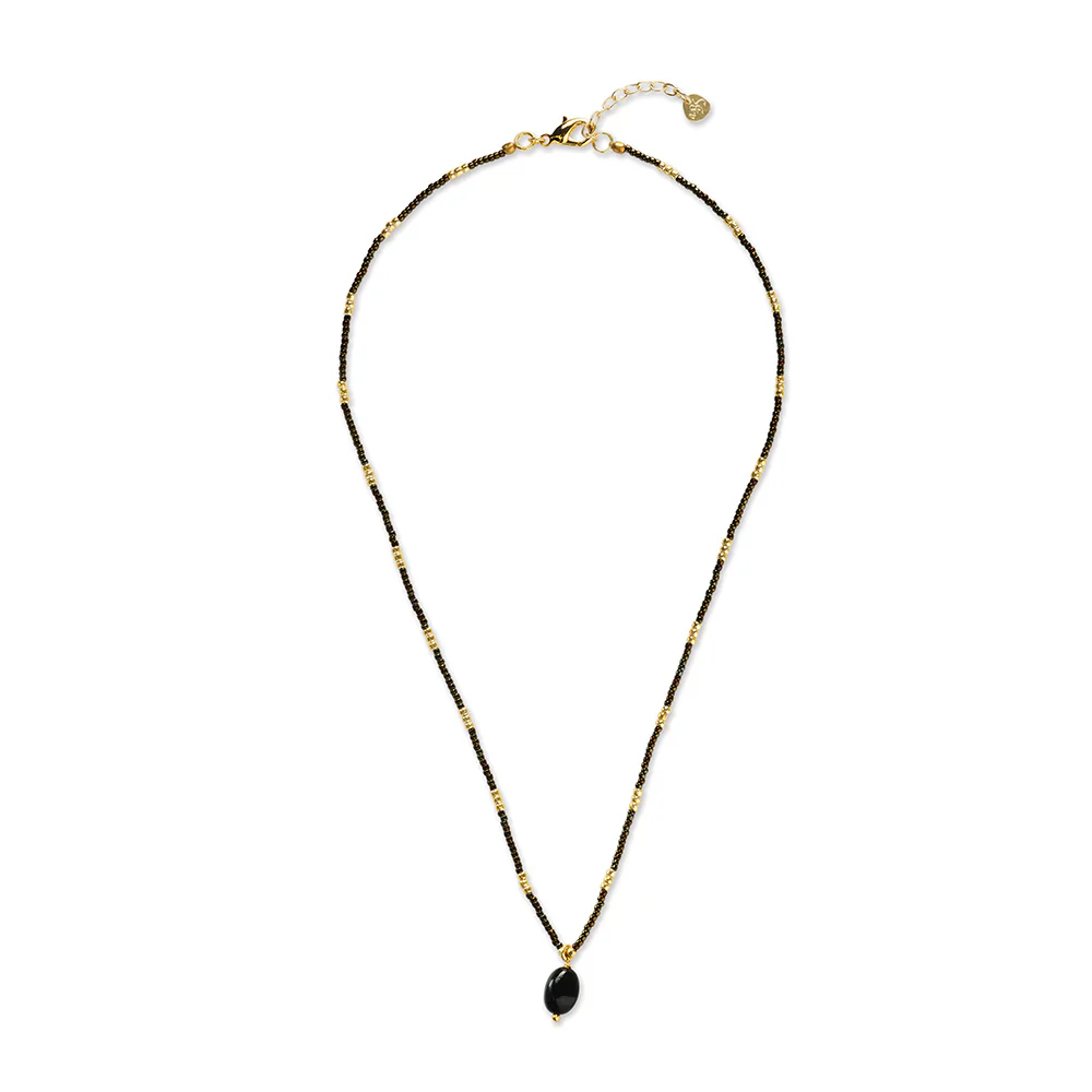 Collier Onyx noir - doré