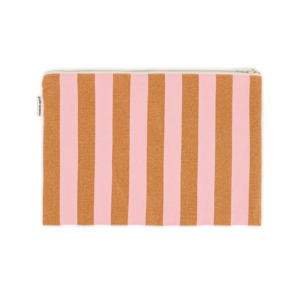 Pochette Lili - Rayures Caramel / Strawberry