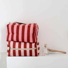 Trousse de toilette Vic - Rayures Brick / Chamallow