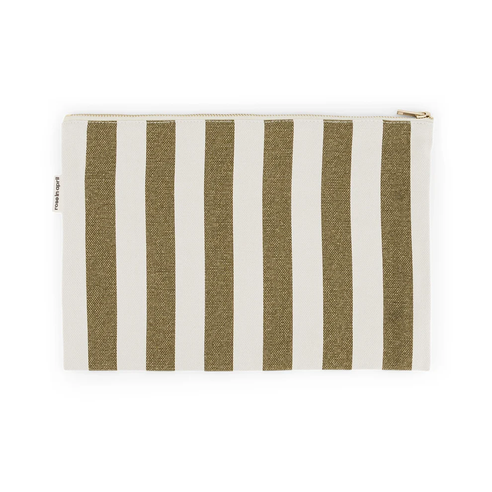 Pochette Lili - Rayures Olive / Greige