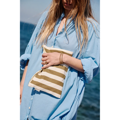 Pochette Lili - Rayures Olive / Greige