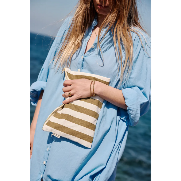 Pochette Lili - Rayures Olive / Greige