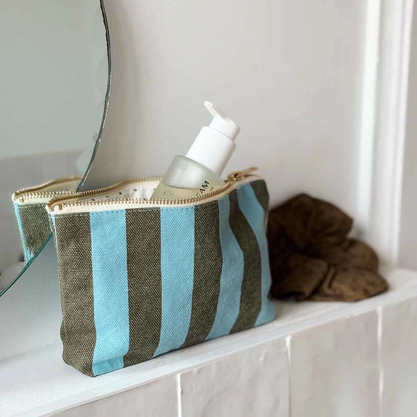 Pochette Sofia - Rayures Olive / Bleu