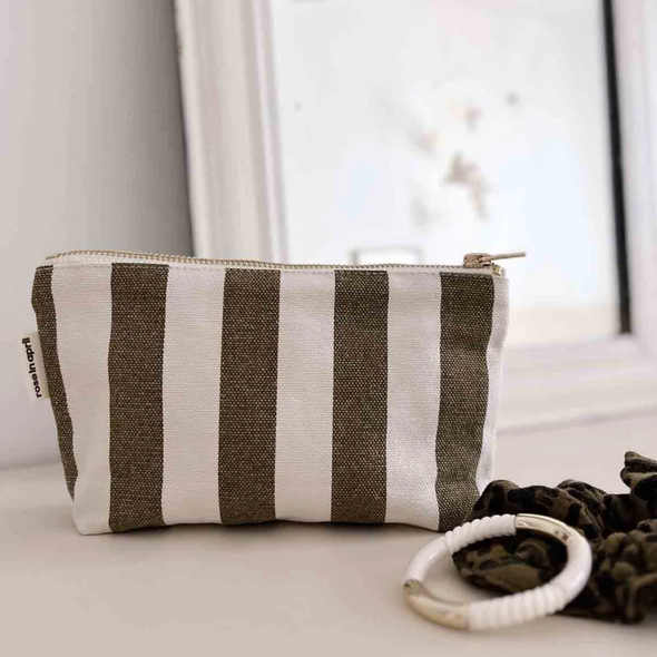 Pochette Sofia - Rayures Olive / Greige