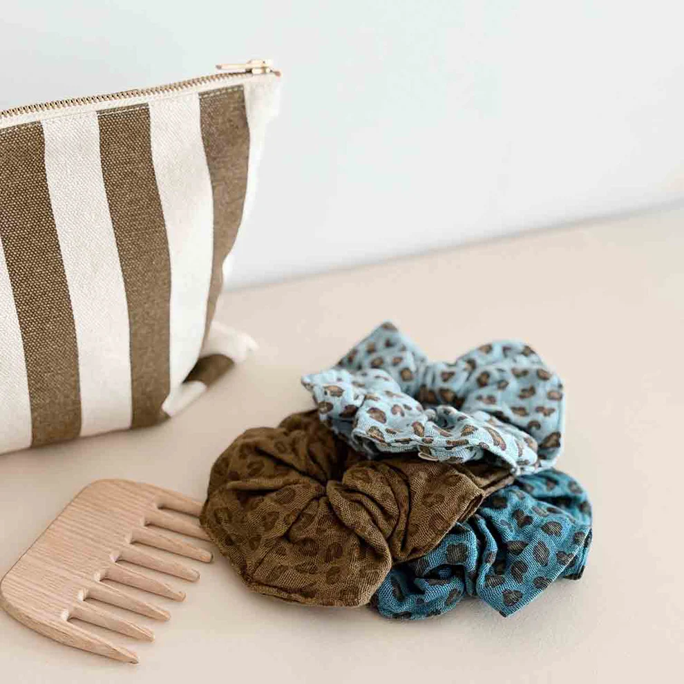 Pochette Sofia - Rayures Olive / Greige
