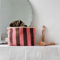 Pochette Sofia - Rayures Funky Pink / Olive