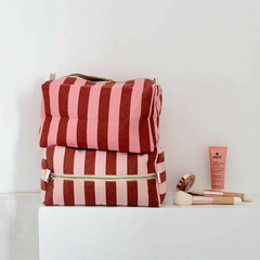 Trousse de toilette Vic - Rayures Brick / Pink