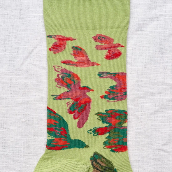 Chaussettes Oiseaux Lime