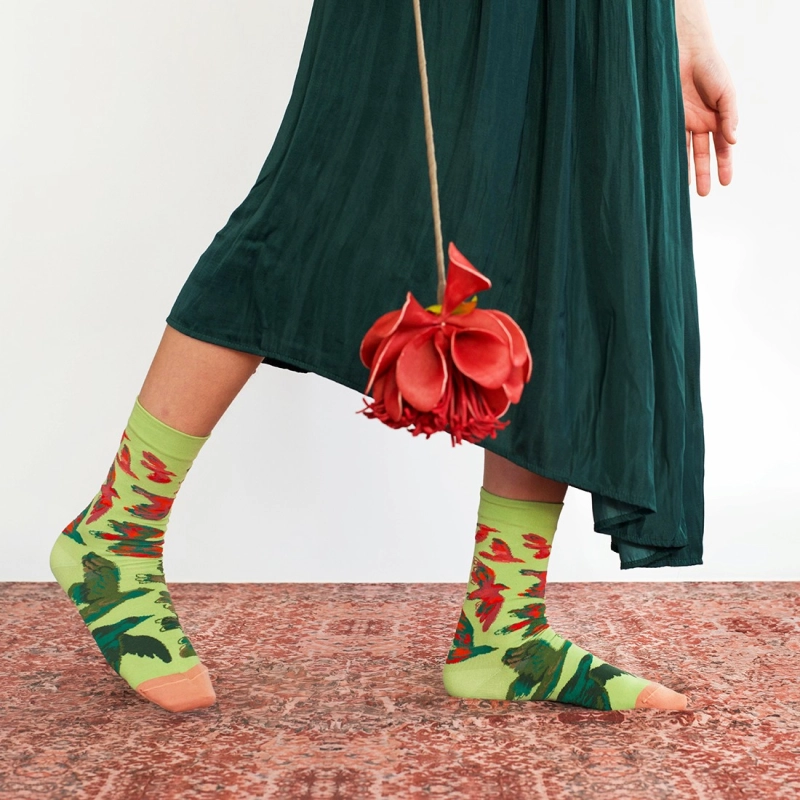 Chaussettes Oiseaux Lime