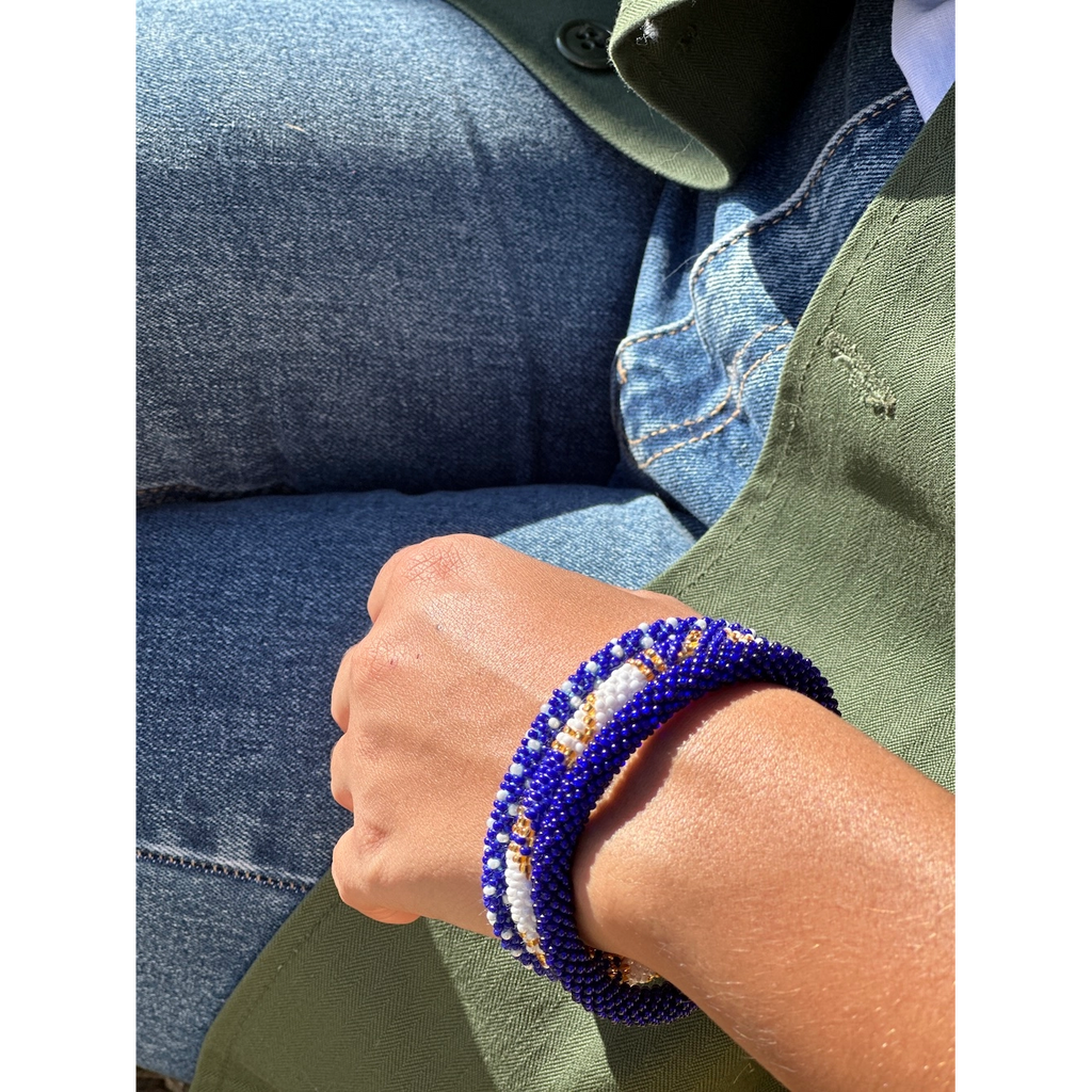 Bracelet népalais bleu roi