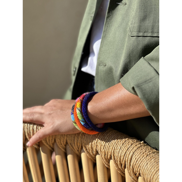 Bracelet népalais bleu roi