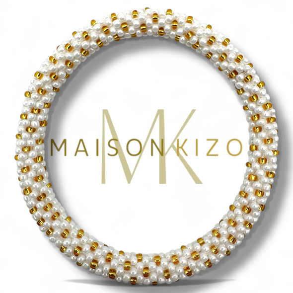 Bracelet népalais Blanc et or