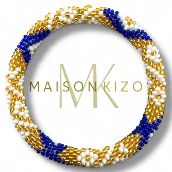 Bracelet népalais Blanc, or, bleu