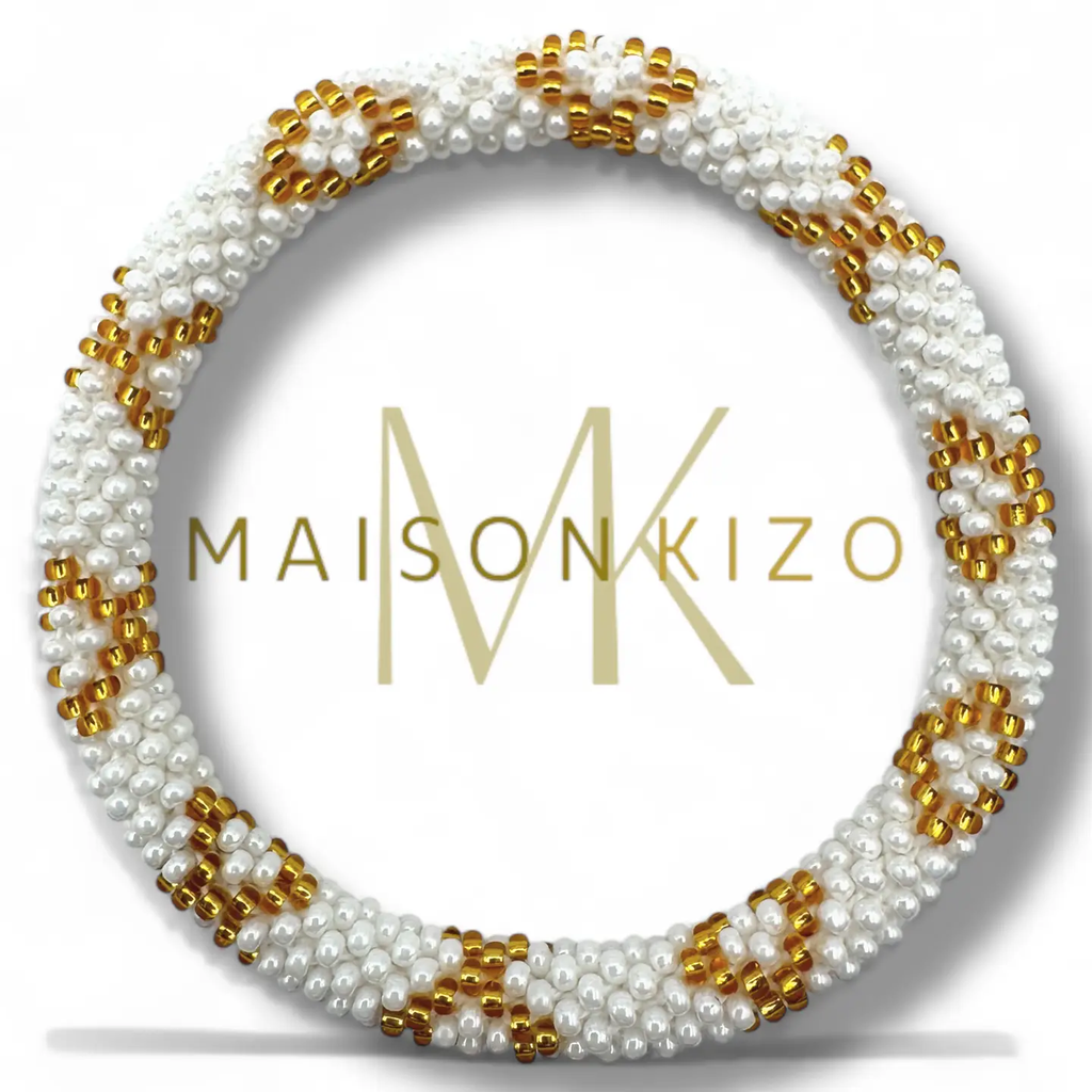 Bracelet népalais Blanc, or