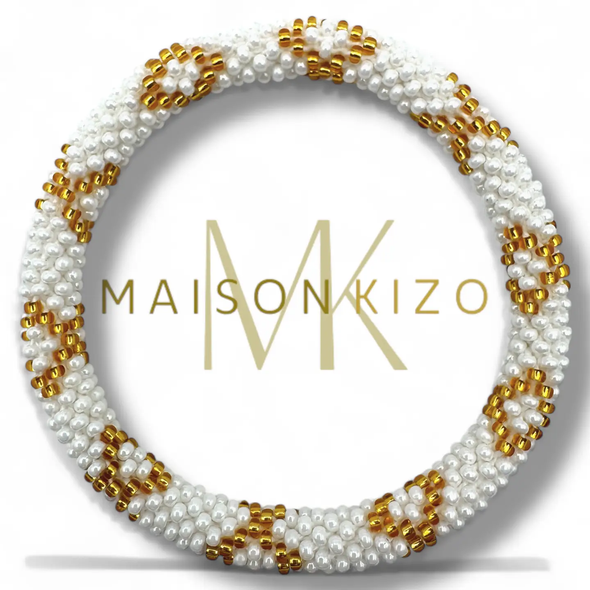 Bracelet népalais Blanc, or