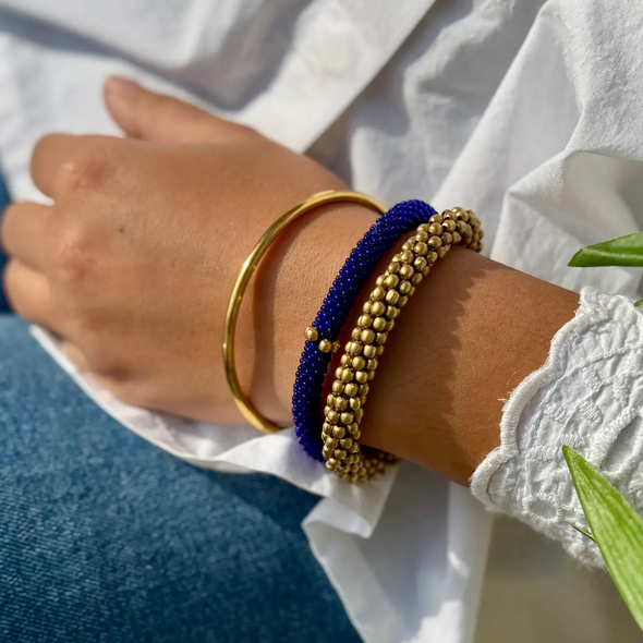 Bracelet népalais Bleu, or
