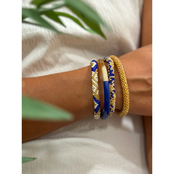 Bracelet népalais Bleu, or