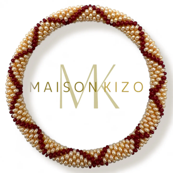 Bracelet népalais Bordeaux, beige