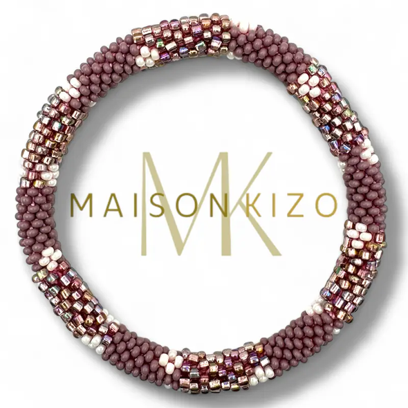 Bracelet népalais Taupe, blanc