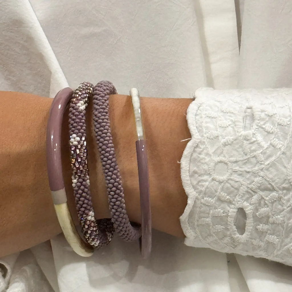 Bracelet népalais Taupe, blanc