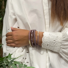 Bracelet népalais Taupe, blanc