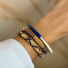 Bracelet népalais Bleu, or