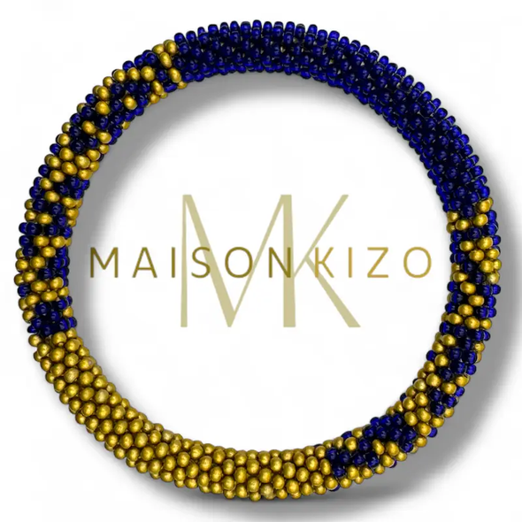 Bracelet népalais Bleu roi, jaune moutarde