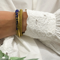 Bracelet népalais Bleu roi, jaune moutarde