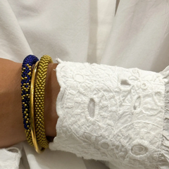 Bracelet népalais Bleu roi, jaune moutarde