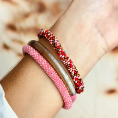 Bracelet népalais Rose bonbon